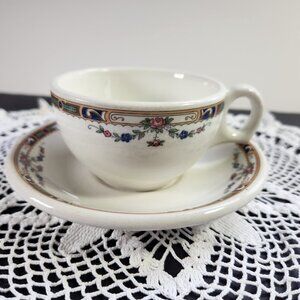 Grindley England Teacup and Saucer Carlton Pattern Hercules Vitrified Vintage